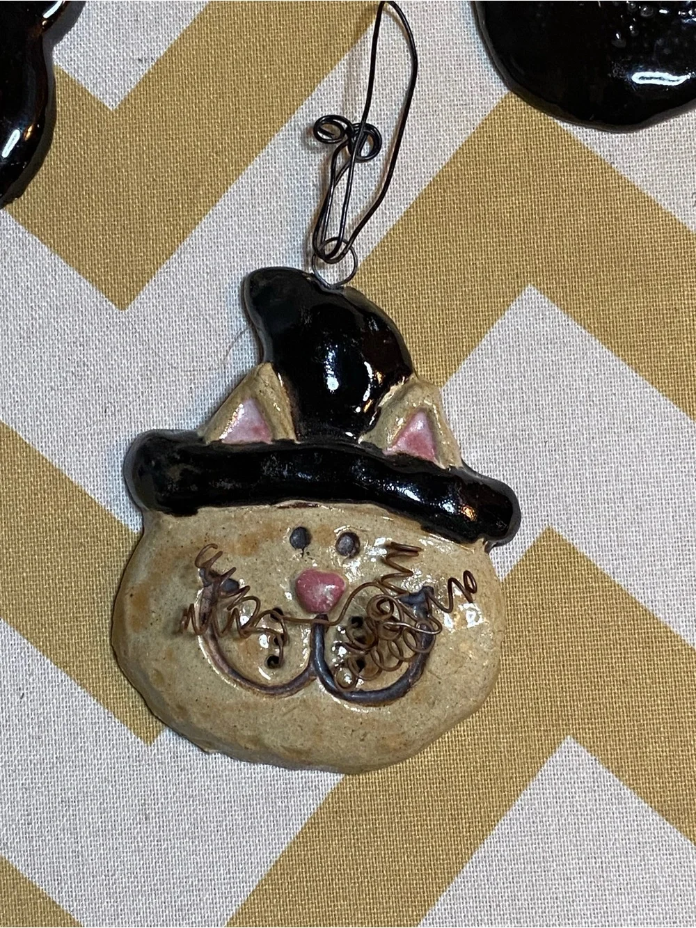 3 vintage inspired handmade clay Halloween ornaments (C-14)